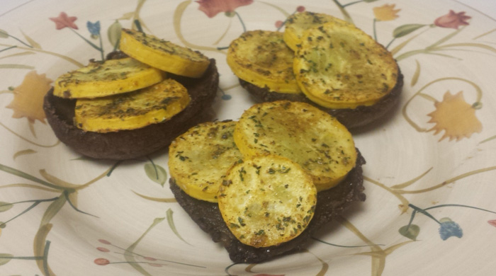 Cajun Oven Roasted Whole Portobello Mushroom And Yellow Squash