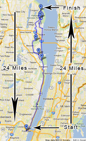 Map of GW Bridge to Rockland State Lake Park ride