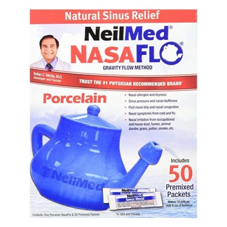 NeilMed Nasaflo Porcelain Neti Pot, 50 Count