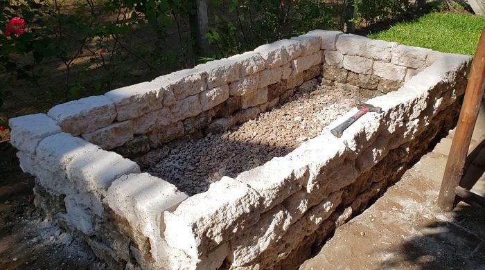 Raised Plant Bed Made With Stone Blocks